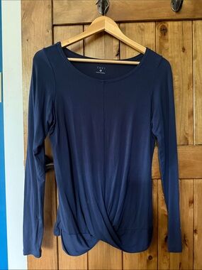 Tavi Navy Long-Sleeve Twist Front Women’s Top